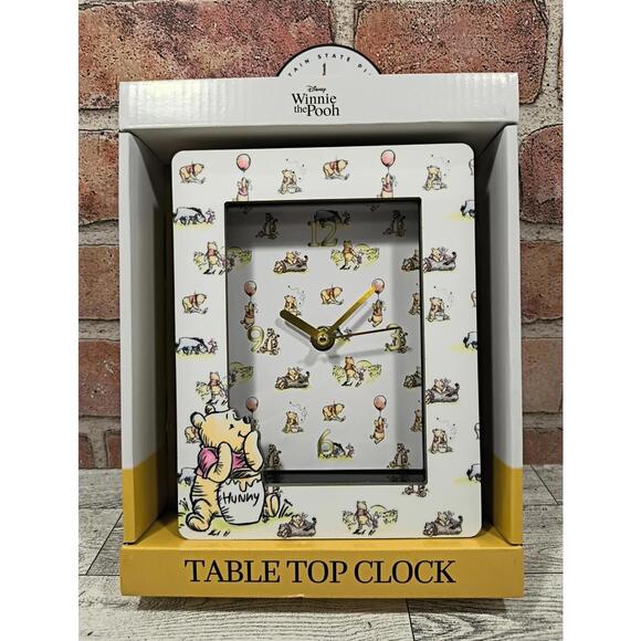 Disney Winnie The Pooh Table Top Analog Faced Clock 6"X 8" Nursery Bedroom NIB - Picture 1 of 7